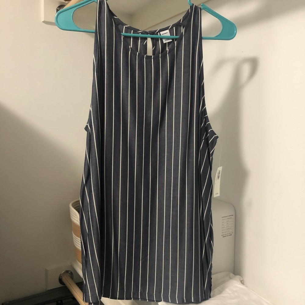 Old Navy Tank - Blue with vertical white pinstripes NWT